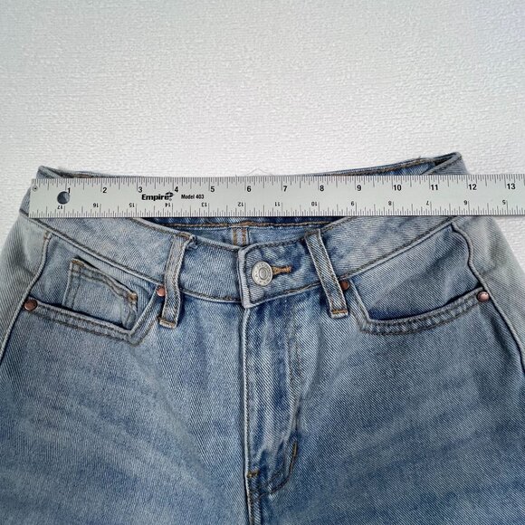 PacSun Womens Blue Jeans Size 24 x 23 Mom Jean Raw Hem Light Wash Two Tone Denim - Picture 11 of 13